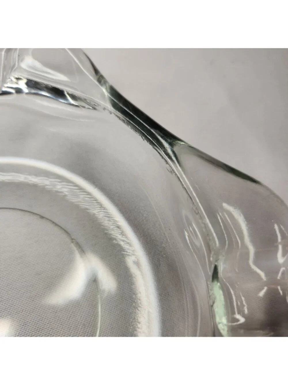 Vintage Clear Glass Cigar Ashtray with Scalloped Edges